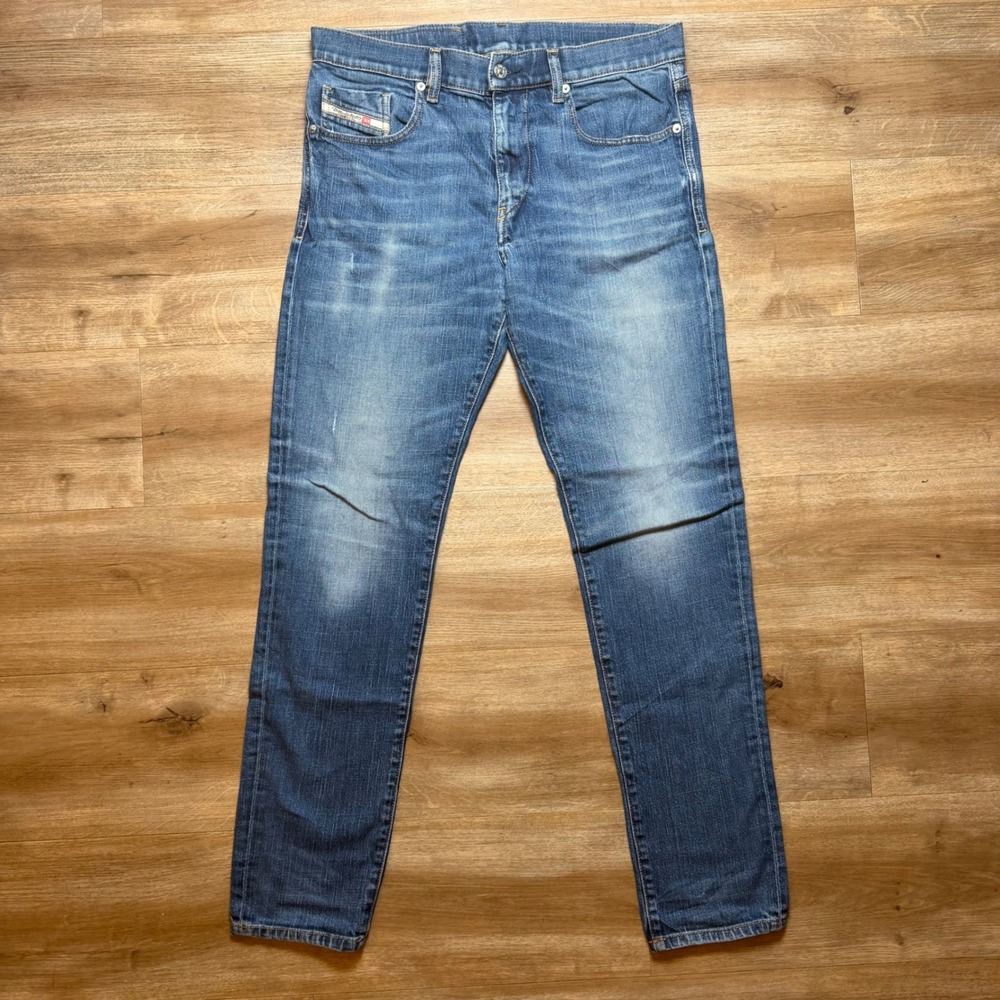 Diesel D-Strukt Jeans Mens 33x32 Blue Slim Fit Stretch Distressed Denim 09A92